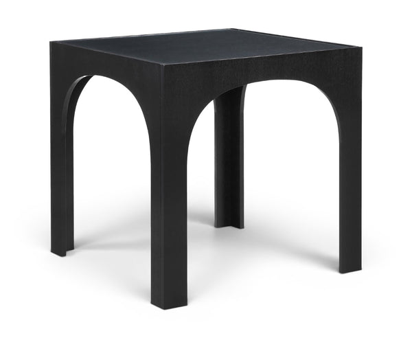 Meridian Furniture Waldorf Art Deco Pedestal Counter Height Table with Tempered Glass Top and Stylish Base Black 77071Black-T