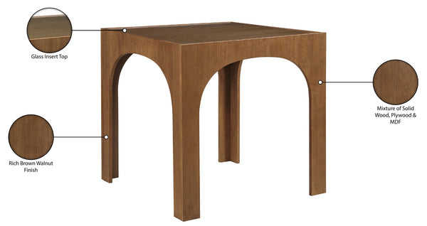 Meridian Furniture Waldorf Art Deco Pedestal Counter Height Table with Tempered Glass Top and Stylish Base Brown 77071Brown-T