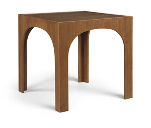 Meridian Furniture Waldorf Art Deco Pedestal Counter Height Table with Tempered Glass Top and Stylish Base Brown 77071Brown-T