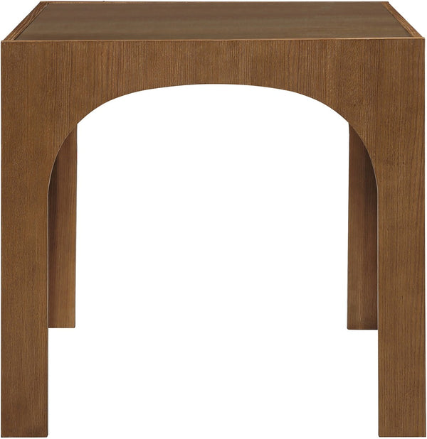 Meridian Furniture Waldorf Art Deco Pedestal Counter Height Table with Tempered Glass Top and Stylish Base Brown 77071Brown-T