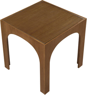 Meridian Furniture Waldorf Art Deco Pedestal Counter Height Table with Tempered Glass Top and Stylish Base Brown 77071Brown-T