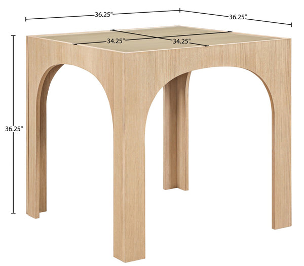 Meridian Furniture Waldorf Art Deco Pedestal Counter Height Table with Tempered Glass Top and Stylish Base Natural 77071Natural-T
