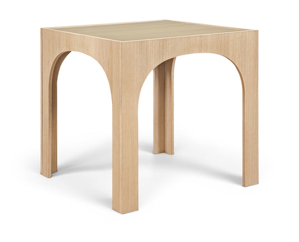 Meridian Furniture Waldorf Art Deco Pedestal Counter Height Table with Tempered Glass Top and Stylish Base Natural 77071Natural-T