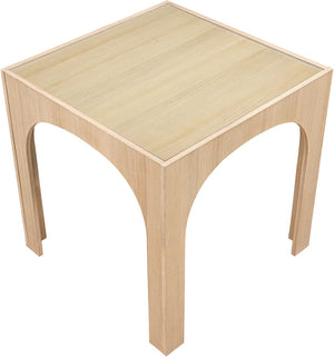 Meridian Furniture Waldorf Art Deco Pedestal Counter Height Table with Tempered Glass Top and Stylish Base Natural 77071Natural-T