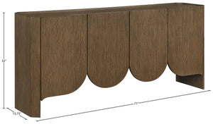 Meridian Furniture Ember Solid Oak Sideboard Buffet with Scalloped Base and Natural Wood Grain for Dining Rooms Brown 77072Brown