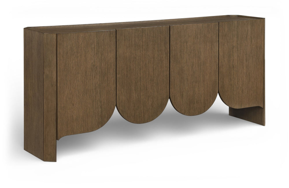Meridian Furniture Ember Solid Oak Sideboard Buffet with Scalloped Base and Natural Wood Grain for Dining Rooms Brown 77072Brown