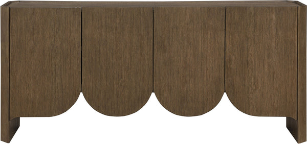 Meridian Furniture Ember Solid Oak Sideboard Buffet with Scalloped Base and Natural Wood Grain for Dining Rooms Brown 77072Brown