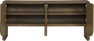 Meridian Furniture Ember Solid Oak Sideboard Buffet with Scalloped Base and Natural Wood Grain for Dining Rooms Brown 77072Brown