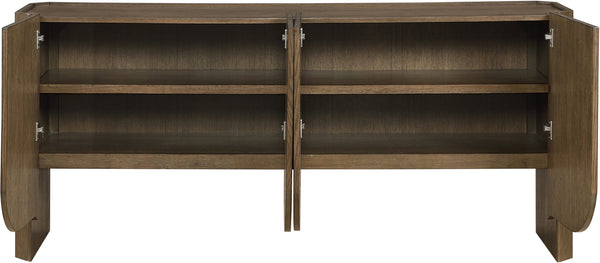 Meridian Furniture Ember Solid Oak Sideboard Buffet with Scalloped Base and Natural Wood Grain for Dining Rooms Brown 77072Brown
