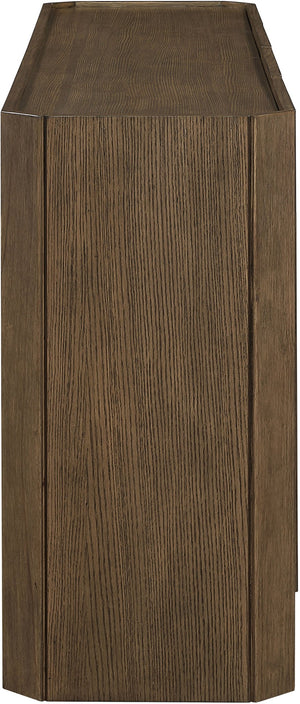 Meridian Furniture Ember Solid Oak Sideboard Buffet with Scalloped Base and Natural Wood Grain for Dining Rooms Brown 77072Brown