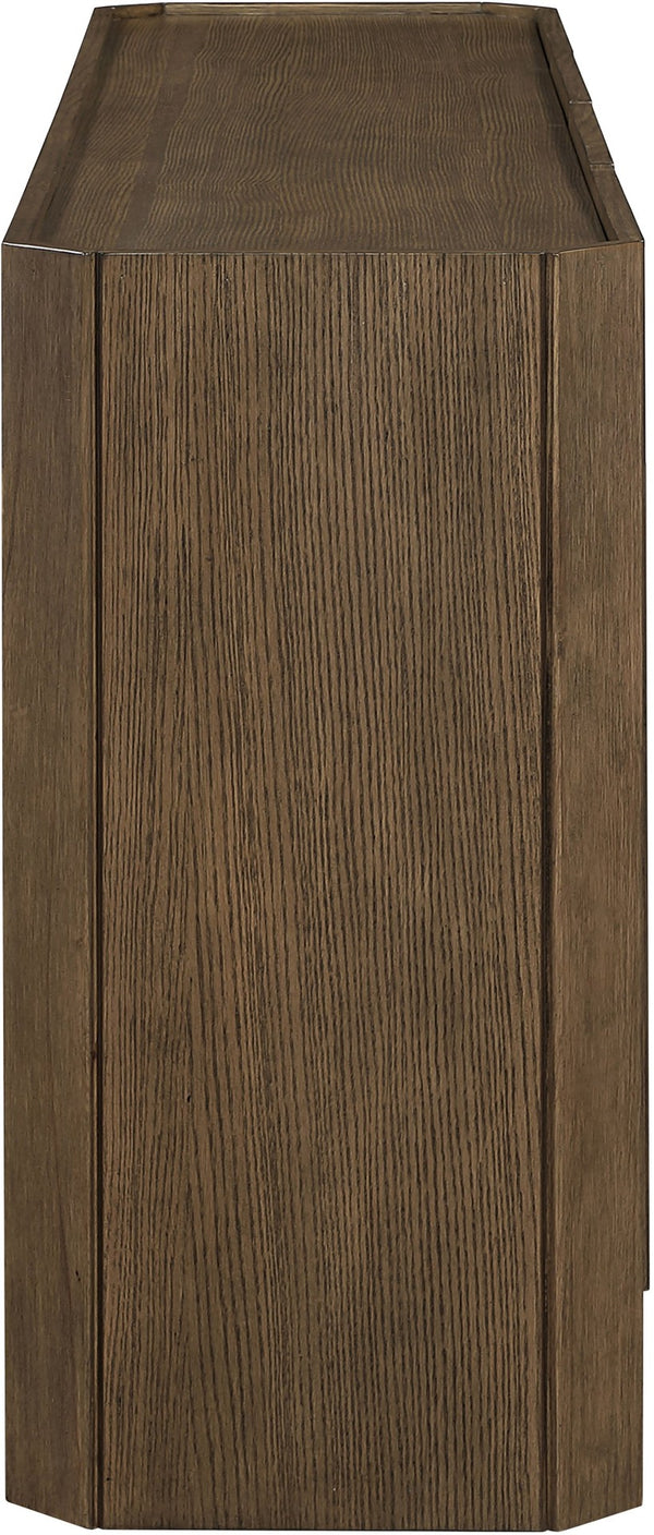 Meridian Furniture Ember Solid Oak Sideboard Buffet with Scalloped Base and Natural Wood Grain for Dining Rooms Brown 77072Brown