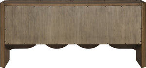 Meridian Furniture Ember Solid Oak Sideboard Buffet with Scalloped Base and Natural Wood Grain for Dining Rooms Brown 77072Brown