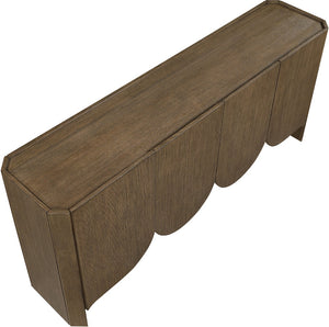 Meridian Furniture Ember Solid Oak Sideboard Buffet with Scalloped Base and Natural Wood Grain for Dining Rooms Brown 77072Brown