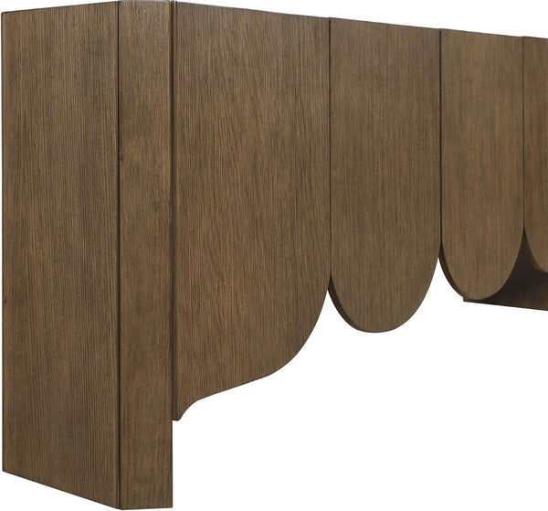 Meridian Furniture Ember Solid Oak Sideboard Buffet with Scalloped Base and Natural Wood Grain for Dining Rooms Brown 77072Brown
