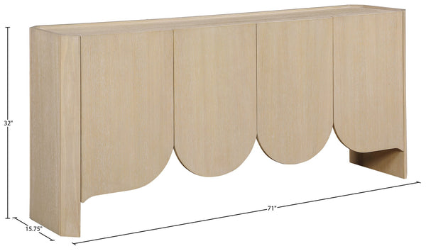 Meridian Furniture Ember Solid Oak Sideboard Buffet with Scalloped Base and Natural Wood Grain for Dining Rooms Natural 77072Natural