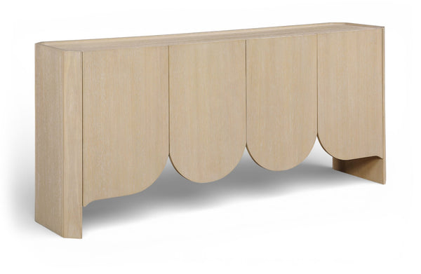 Meridian Furniture Ember Solid Oak Sideboard Buffet with Scalloped Base and Natural Wood Grain for Dining Rooms Natural 77072Natural