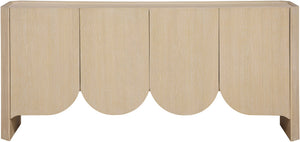 Meridian Furniture Ember Solid Oak Sideboard Buffet with Scalloped Base and Natural Wood Grain for Dining Rooms Natural 77072Natural