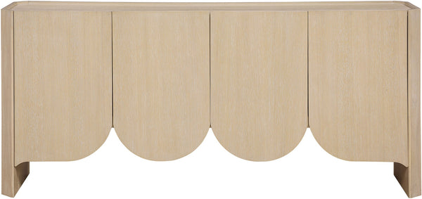 Meridian Furniture Ember Solid Oak Sideboard Buffet with Scalloped Base and Natural Wood Grain for Dining Rooms Natural 77072Natural