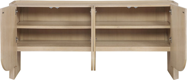 Meridian Furniture Ember Solid Oak Sideboard Buffet with Scalloped Base and Natural Wood Grain for Dining Rooms Natural 77072Natural