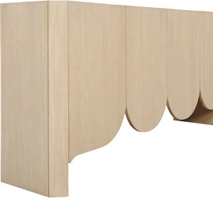 Meridian Furniture Ember Solid Oak Sideboard Buffet with Scalloped Base and Natural Wood Grain for Dining Rooms Natural 77072Natural