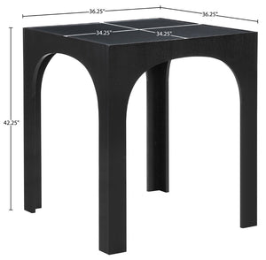 Meridian Furniture Waldorf Art Deco Pedestal Bar Table with Tempered Glass Top and Sturdy Wood Base for Four Stools Black 77074Black-T