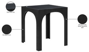 Meridian Furniture Waldorf Art Deco Pedestal Bar Table with Tempered Glass Top and Sturdy Wood Base for Four Stools Black 77074Black-T