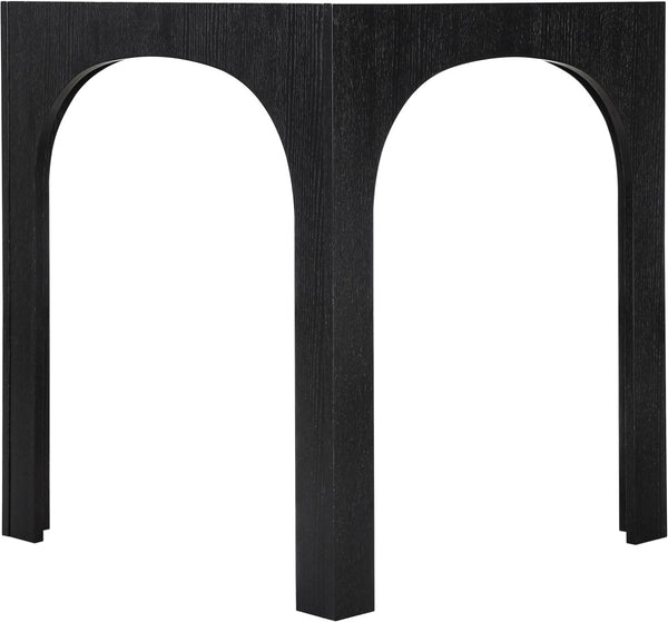 Meridian Furniture Waldorf Art Deco Pedestal Bar Table with Tempered Glass Top and Sturdy Wood Base for Four Stools Black 77074Black-T