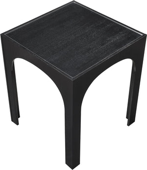 Meridian Furniture Waldorf Art Deco Pedestal Bar Table with Tempered Glass Top and Sturdy Wood Base for Four Stools Black 77074Black-T