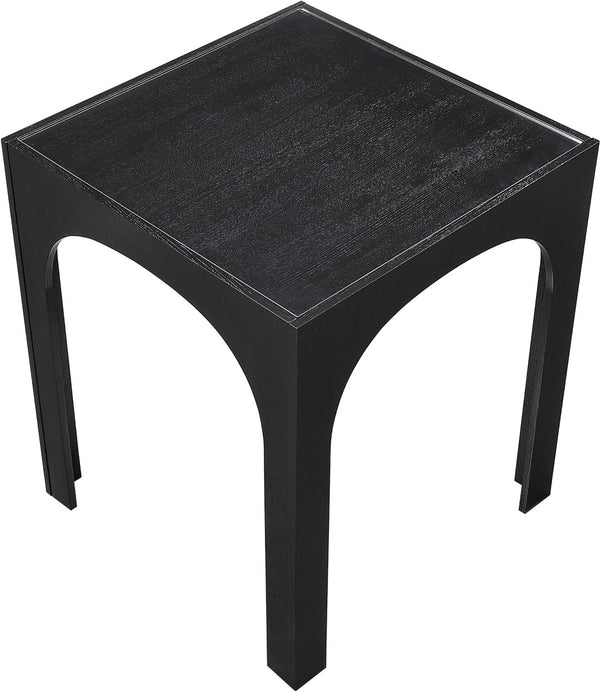 Meridian Furniture Waldorf Art Deco Pedestal Bar Table with Tempered Glass Top and Sturdy Wood Base for Four Stools Black 77074Black-T