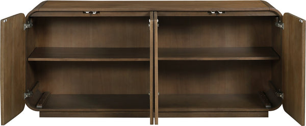 Meridian Furniture Windsor Solid Wood Cane Panel Sideboard Mid-century Modern Buffet for Dining Room Brown 72" W x 18.5" D x 31" H 77075Brown