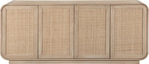 Meridian Furniture Windsor Solid Wood Cane Panel Sideboard Mid-century Modern Buffet for Dining Room Natural 72" W x 18.5" D x 31" H 77075Natural