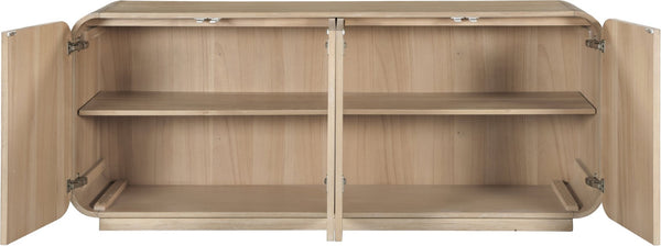 Meridian Furniture Windsor Solid Wood Cane Panel Sideboard Mid-century Modern Buffet for Dining Room Natural 72" W x 18.5" D x 31" H 77075Natural