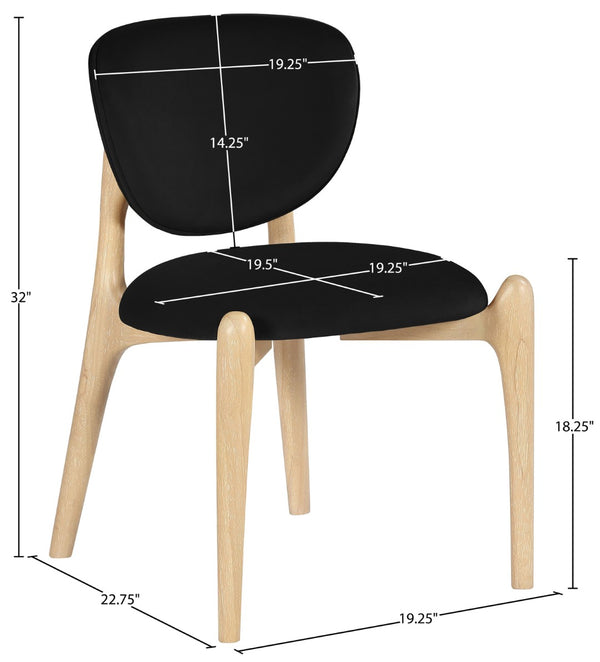 Meridian Furniture Velora Art Deco Sculpted Velvet Upholstered Dining Chair with Solid Wood Legs for Elegant Black Style A 77076Black-C