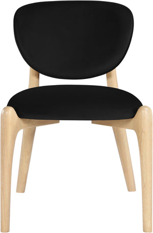 Meridian Furniture Velora Art Deco Sculpted Velvet Upholstered Dining Chair with Solid Wood Legs for Elegant Black Style A 77076Black-C