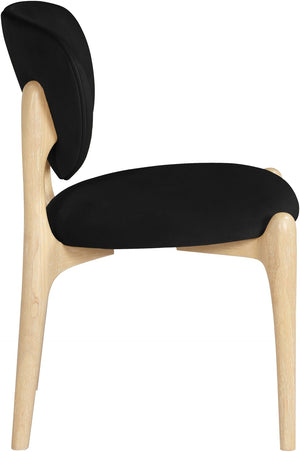 Meridian Furniture Velora Art Deco Sculpted Velvet Upholstered Dining Chair with Solid Wood Legs for Elegant Black Style A 77076Black-C