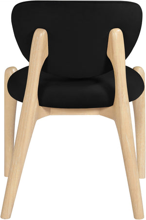Meridian Furniture Velora Art Deco Sculpted Velvet Upholstered Dining Chair with Solid Wood Legs for Elegant Black Style A 77076Black-C