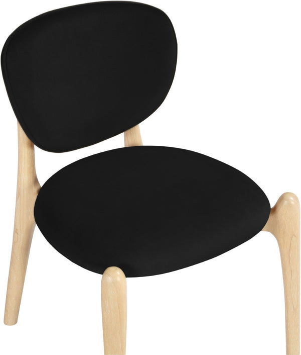 Meridian Furniture Velora Art Deco Sculpted Velvet Upholstered Dining Chair with Solid Wood Legs for Elegant Black Style A 77076Black-C