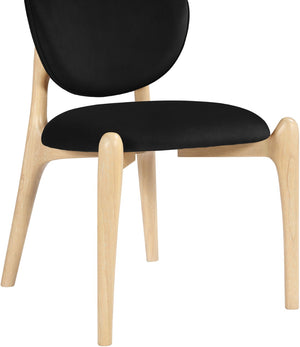 Meridian Furniture Velora Art Deco Sculpted Velvet Upholstered Dining Chair with Solid Wood Legs for Elegant Black Style A 77076Black-C