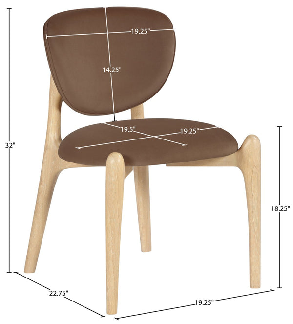 Meridian Furniture Velora Art Deco Sculpted Velvet Upholstered Dining Chair with Solid Wood Legs for Elegant Brown Style A 77076Brown-C