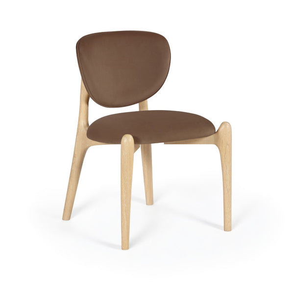 Meridian Furniture Velora Art Deco Sculpted Velvet Upholstered Dining Chair with Solid Wood Legs for Elegant Brown Style A 77076Brown-C