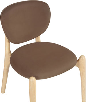 Meridian Furniture Velora Art Deco Sculpted Velvet Upholstered Dining Chair with Solid Wood Legs for Elegant Brown Style A 77076Brown-C