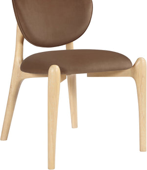 Meridian Furniture Velora Art Deco Sculpted Velvet Upholstered Dining Chair with Solid Wood Legs for Elegant Brown Style A 77076Brown-C