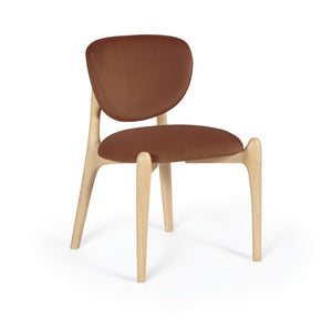 Meridian Furniture Velora Art Deco Sculpted Velvet Upholstered Dining Chair with Solid Wood Legs for Elegant Cognac Style A 77076Cognac-C