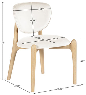 Meridian Furniture Velora Art Deco Sculpted Velvet Upholstered Dining Chair with Solid Wood Legs for Elegant Cream Style A 77076Cream-C