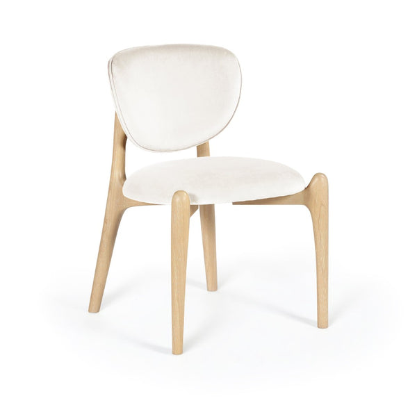 Meridian Furniture Velora Art Deco Sculpted Velvet Upholstered Dining Chair with Solid Wood Legs for Elegant Cream Style A 77076Cream-C