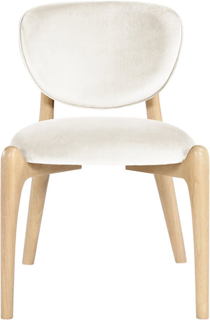 Meridian Furniture Velora Art Deco Sculpted Velvet Upholstered Dining Chair with Solid Wood Legs for Elegant Cream Style A 77076Cream-C