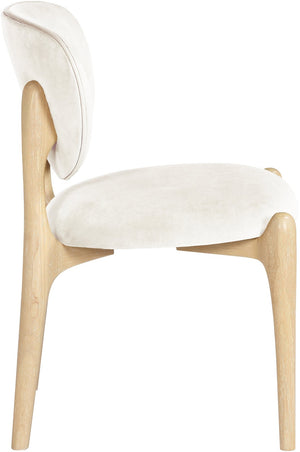 Meridian Furniture Velora Art Deco Sculpted Velvet Upholstered Dining Chair with Solid Wood Legs for Elegant Cream Style A 77076Cream-C