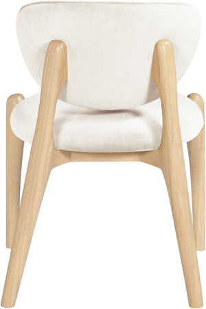 Meridian Furniture Velora Art Deco Sculpted Velvet Upholstered Dining Chair with Solid Wood Legs for Elegant Cream Style A 77076Cream-C