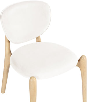 Meridian Furniture Velora Art Deco Sculpted Velvet Upholstered Dining Chair with Solid Wood Legs for Elegant Cream Style A 77076Cream-C