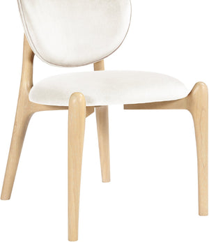 Meridian Furniture Velora Art Deco Sculpted Velvet Upholstered Dining Chair with Solid Wood Legs for Elegant Cream Style A 77076Cream-C